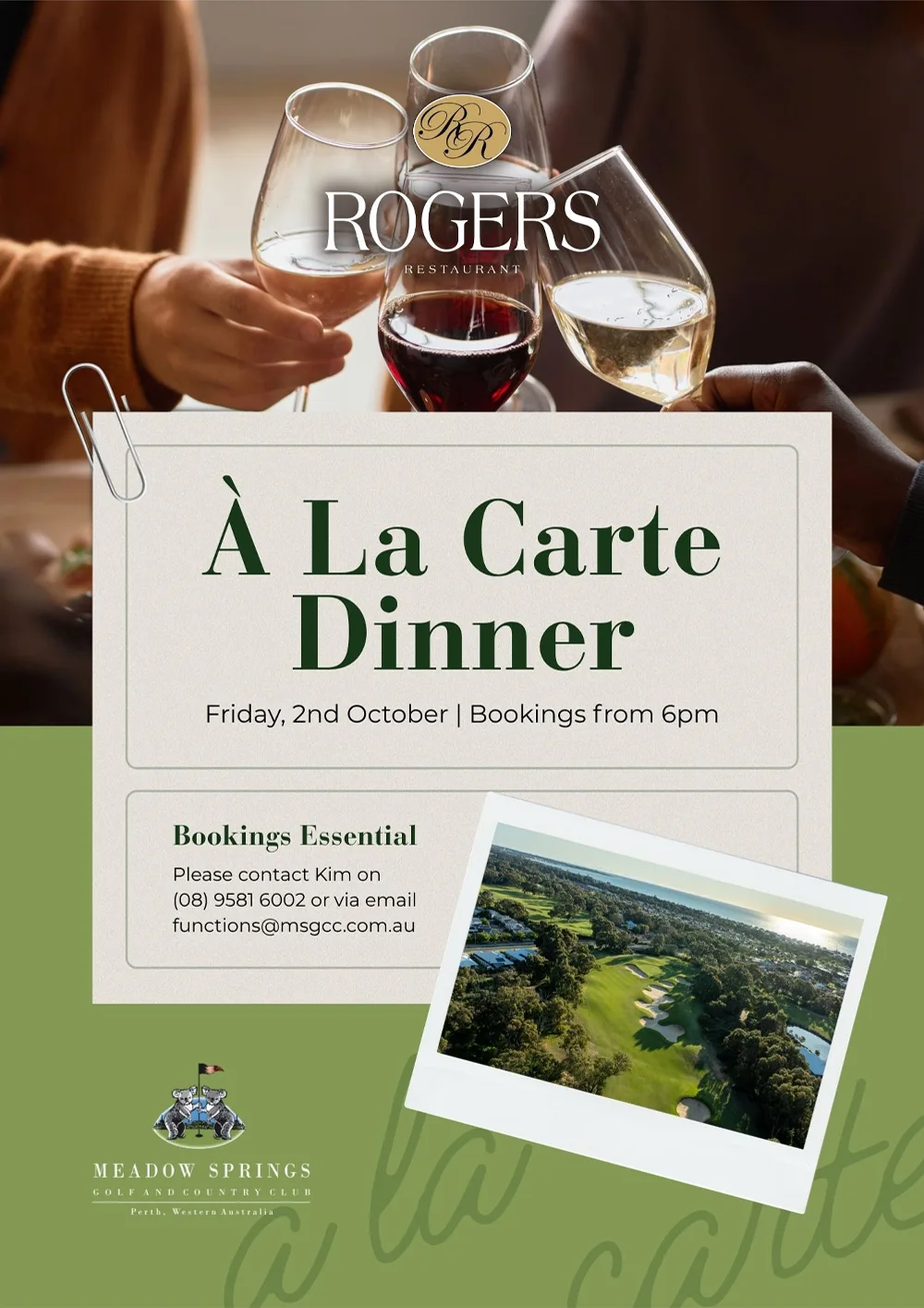 À La Carte Dinner